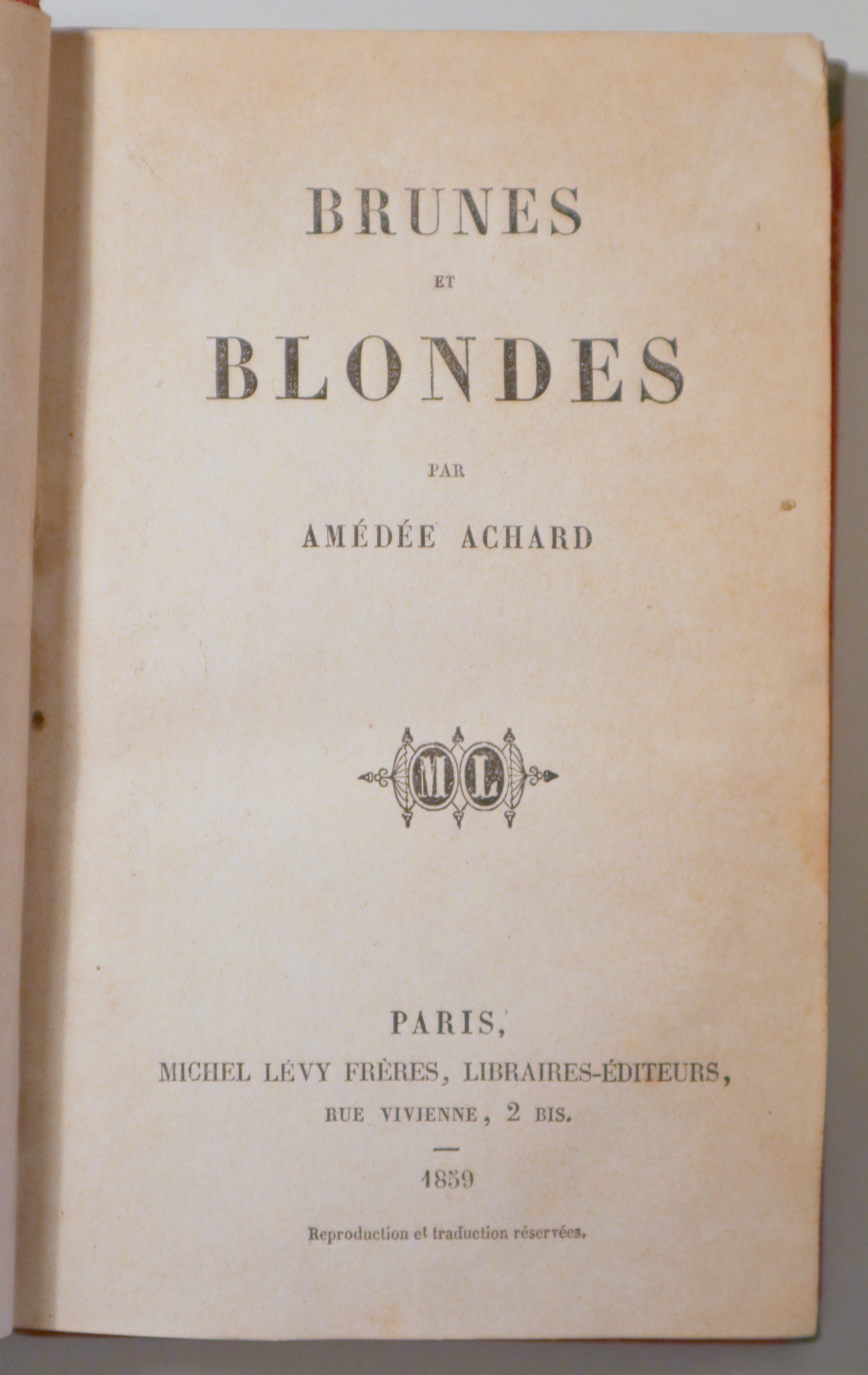 BRUNES ET BLONDES - Paris 1859