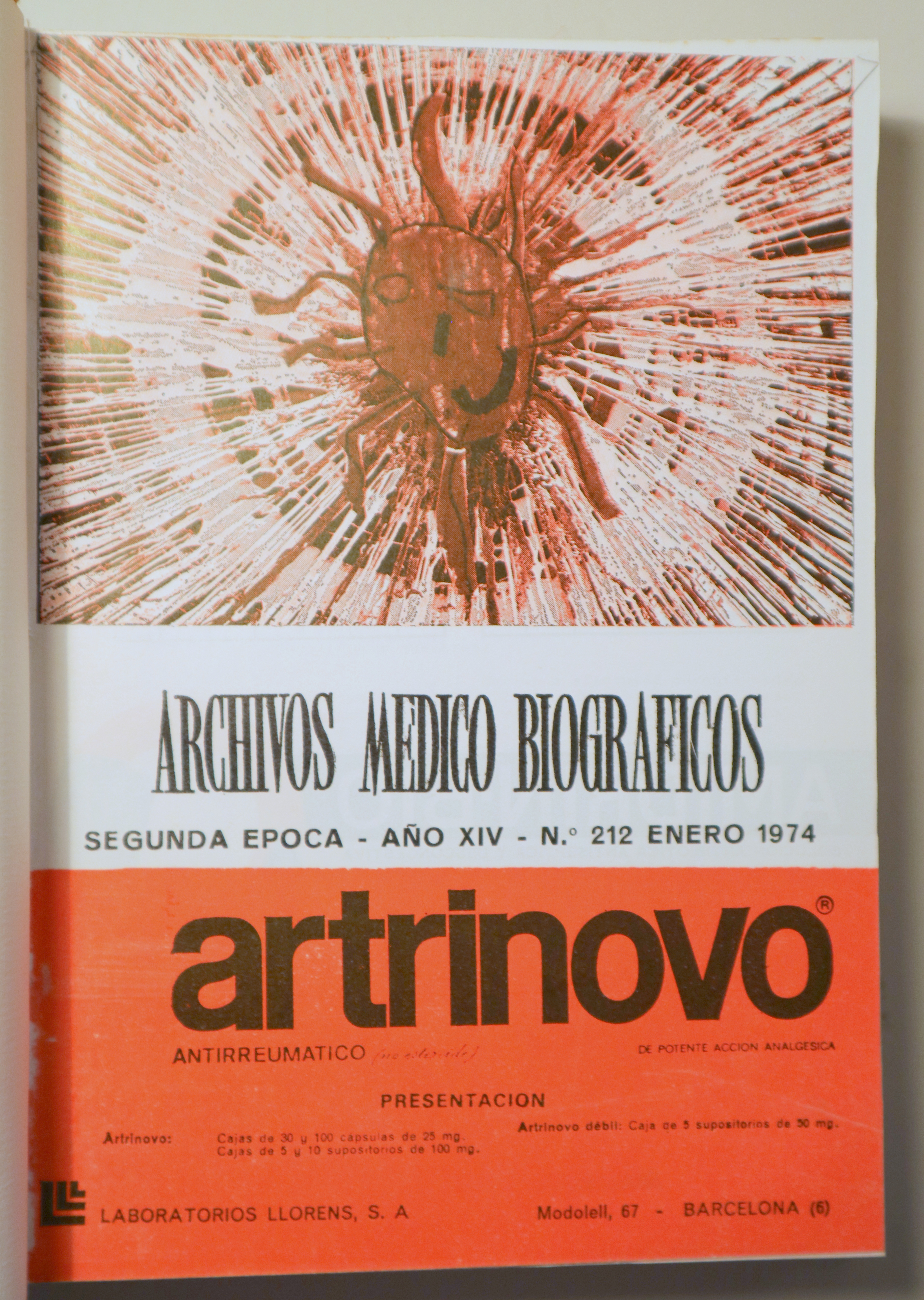 ARCHIVOS MÉDICOS BIOGRÁFICOS. Año XIV. Núm. del 212 al 223 -  Barcelona 1974 - Ilustrado
