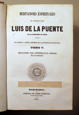 MEDITACIONES ESPIRITUALES. Tomo V - Barcelona 1855