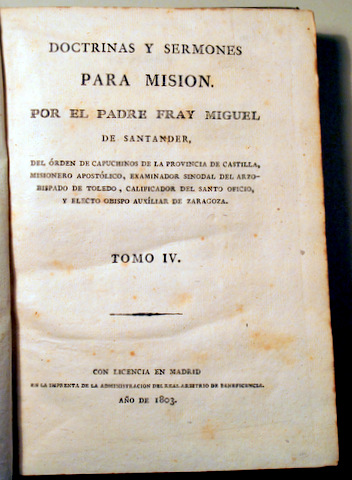 DOCTRINAS Y SERMONES PARA MISIÓN. Tomo IV - Madrid 1803