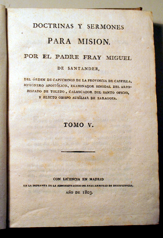 DOCTRINAS Y SERMONES PARA MISIÓN. Tomo V - Madrid 1803