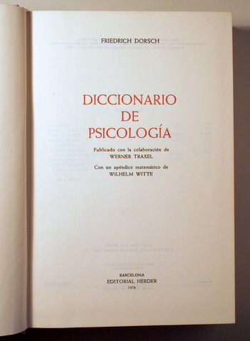 DICCIONARIO DE LA PSICOLOGÍA - Barcelona 1978