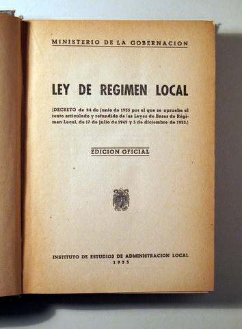 LEY DE REGIMEN LOCAL - Madrid 1955