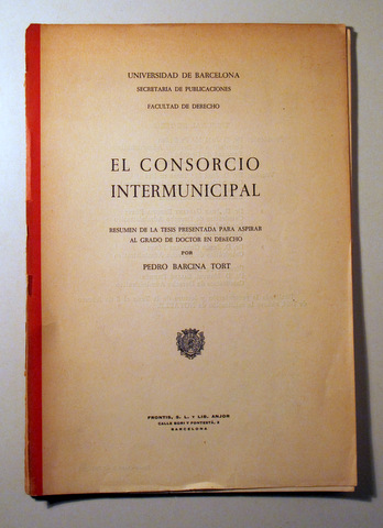 EL CONSORCIO INTERMUNICIPAL - Barcelona 1958
