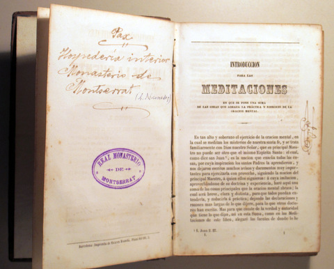MEDITACIONES ESPIRITUALES. Tomo IV - Barcelona 1855