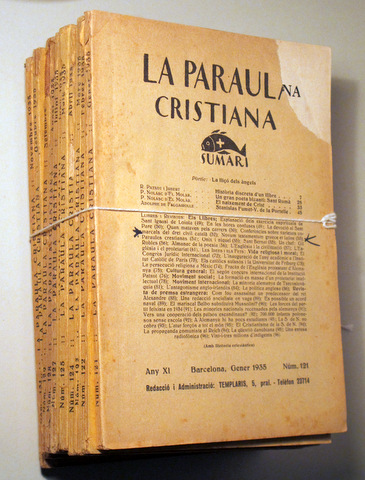 LA PARAULA CRISTIANA núm. 121 a 132 (12 números - Any complet) - Barcelona 1935