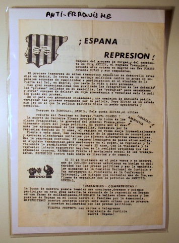 ¡ESPAÑA REPRESIÓN! - Madrid 1974 - Octavilla clandestina