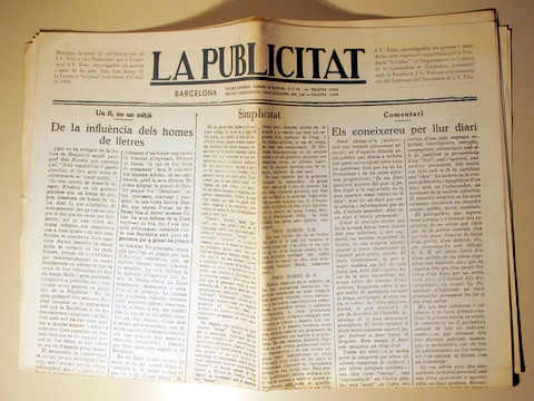 LA PUBLICITAT. Facsímil de col·laboracions de JV Foix a La Publicitat - Barcelona 1994 - Il·lustrat