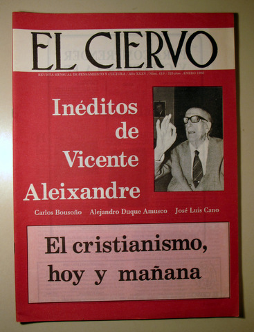 EL CIERVO. Nº 419. INÉDITOS DE VICENTE ALEIXANDRE - Barcelona 1986 - Ilustrado