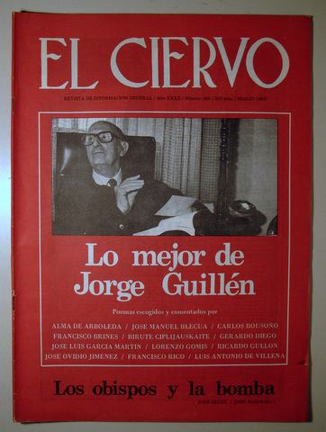 EL CIERVO. Nº 385. LO MEJOR DE JORGE GUILLÉN - Barcelona 1983 - Ilustrado