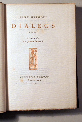 DIÀLEGS. Vol I - Barcelona 1931 - Edició en paper de fil