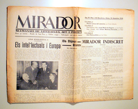 MIRADOR. Any VII. Núm. 358 - Barcelona 1935 - Il·lustrat