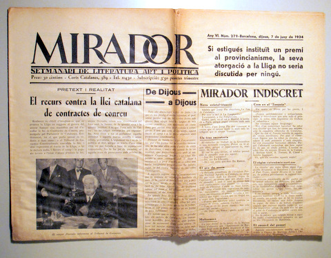 MIRADOR. Any VI. Núm. 279 - Barcelona 1934 - Il·lustrat