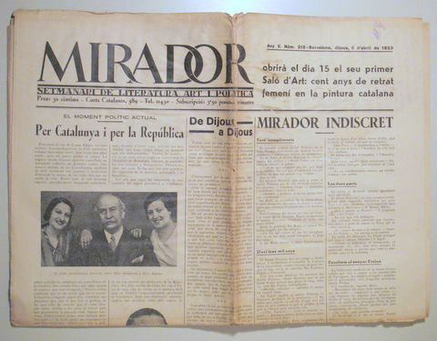 MIRADOR. Any VII. Núm. 218 - Barcelona 1933 - Il·lustrat