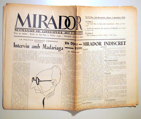 MIRADOR. Any VII. Núm . 355 - Barcelona 1935 - Il·lustrat