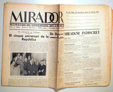 MIRADOR. Any VIII. Núm. 374 - Barcelona 1936 - Il·lustrat