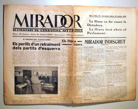 MIRADOR. Any II. Núm. 91 - Barcelona 1930 - Il·lustrat