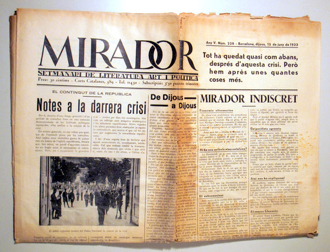 MIRADOR. Any V. Núm. 228 - Barcelona 1933 - Il·lustrat