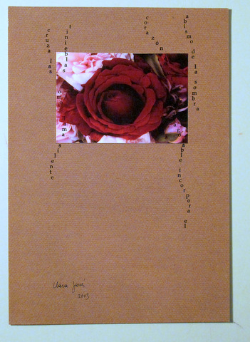 Postal - poema visual de Clara Janés del 2003