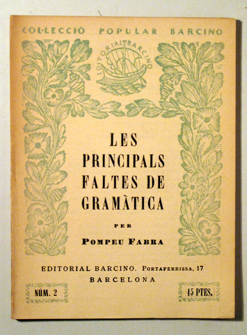 LES PRINCIPALS FALTES DE GRAMÀTICA - Barcelona  1937