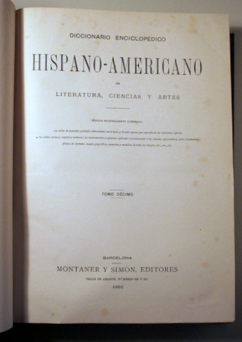 DICCIONARIO ENCICLOPÉDICO HISPANO-AMERICANO DE LITERATURA, CIENCIAS Y ARTES. Tomo Décimo. II YZUR - Barcelona 1892 - Ilustrado