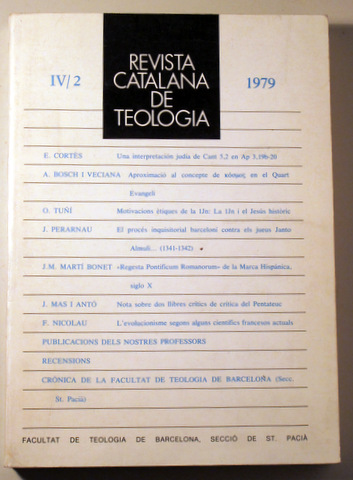 REVISTA CATALANA DE TEOLOGIA. IV/2. 1979 - Barcelona 1979