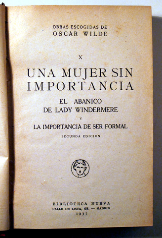 UNA MUJER SIN IMPORTANCIA - Madrid 1937