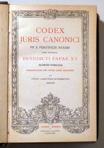 CODEX IURIS CANONICI - Romae 1919