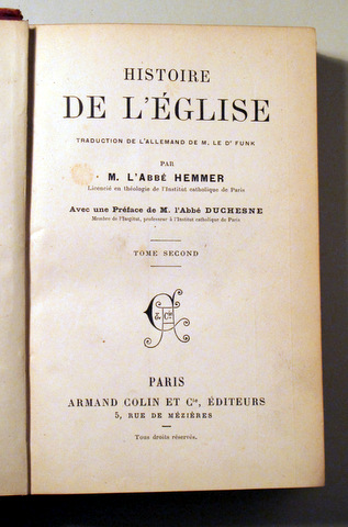 HISTOIRE DE L'ÉGLISE. Tome second - Paris c. 1890