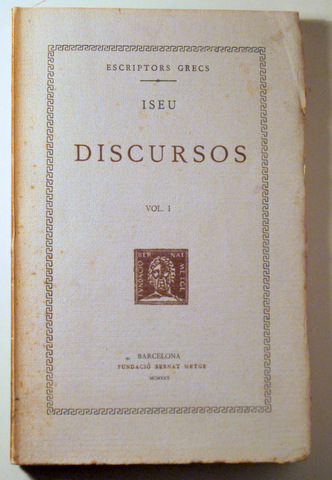 DISCURSOS. Vol. I - Barcelona 1930 - Bilingüe grec-català - En rústica