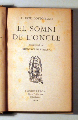 EL SOMNI DE L'ONCLE - Barcelona 1928 - 1ª edició en català