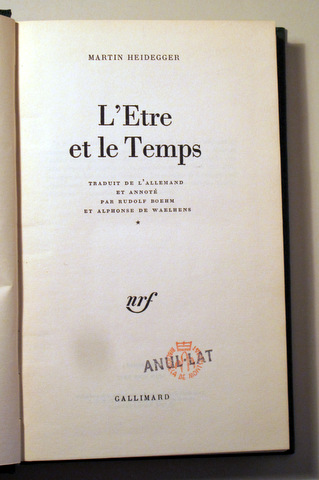 L'ETRE ET LE TEMPS - Paris 1964