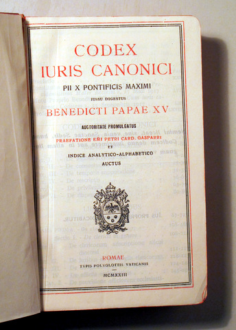 CODEX IURIS CANONICI - Romae 1923