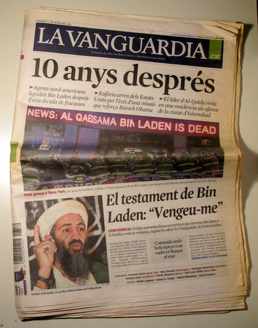 LA VANGUARDIA. Dimarts 3 de maig de 2011. 10 ANYS DESPRÉS. Mort de Bin Laden - Barcelona 2011