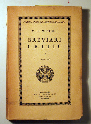 BREVIARI CRÍTIC 1925-26. II - Barcelona 1929