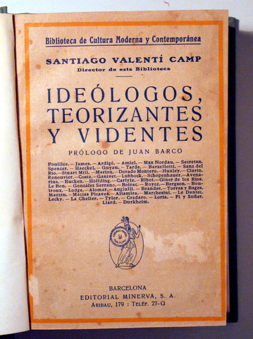 IDEÓLOGOS, TEORIZANTES Y VIDENTES -  Barcelona 1922