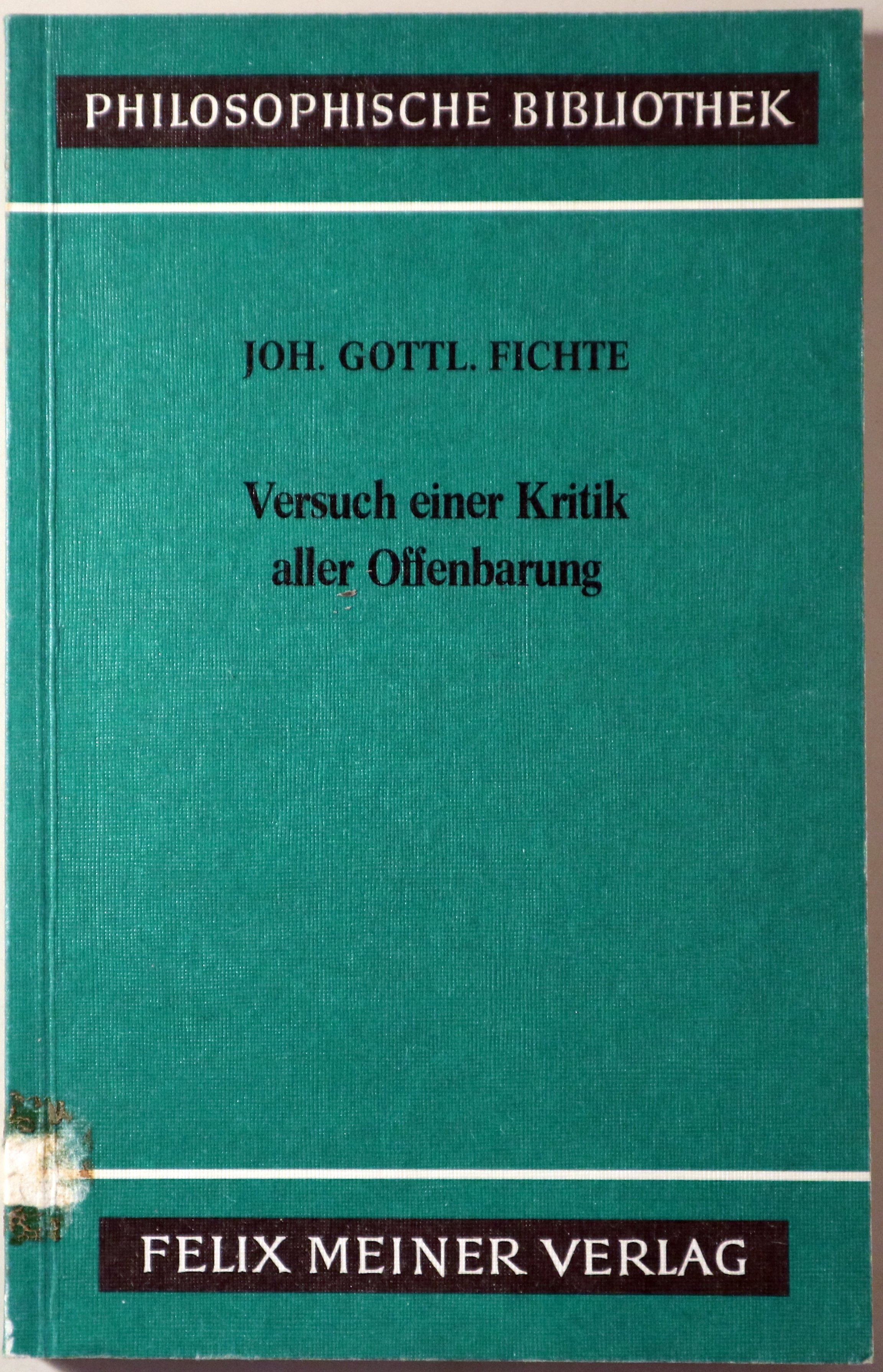 VERSUCH EINER KRITIK ALLER OFFENBARUNG - Hamburgo 1983