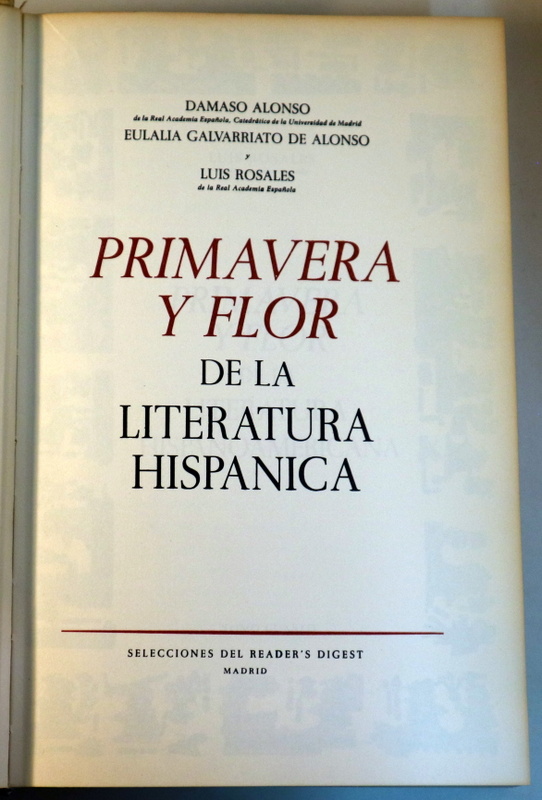 PRIMAVERA Y FLOR DE LA LITERATURA HISPANICA III - Madrid 1966