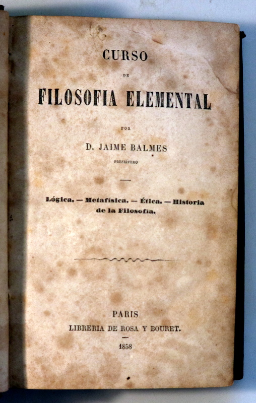 CURSO DE FILOSOFIA ELEMENTAL - París 1858