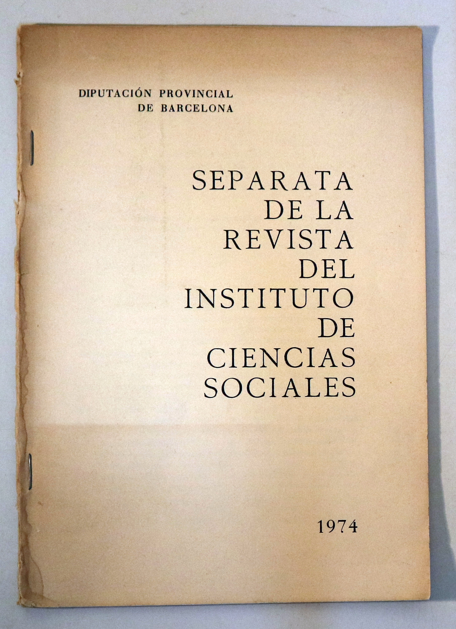 SEPARATA DE LA REVISTA DEL INSTITUTO DE CIENCIAS SOCIALES: El método ecológico en el análisis de la ciudad - Barcelona 1974