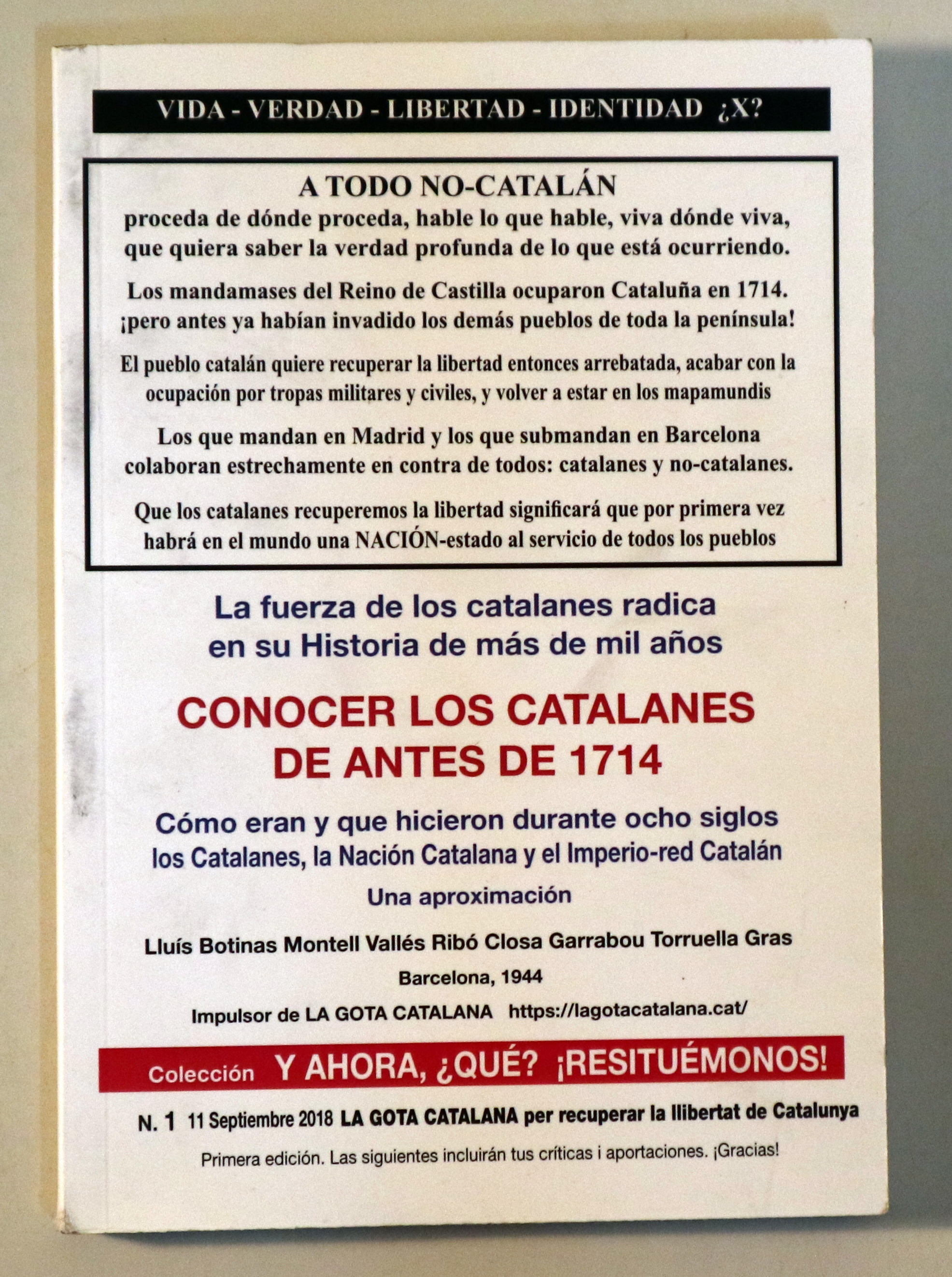 CONÈIXER ELS CATALANS D'ABANS DE 1714 / CONOCER A LOS CATALANES DE ANTES DE 1714 - Barcelona 2018 - Edició bilingüe català-cast