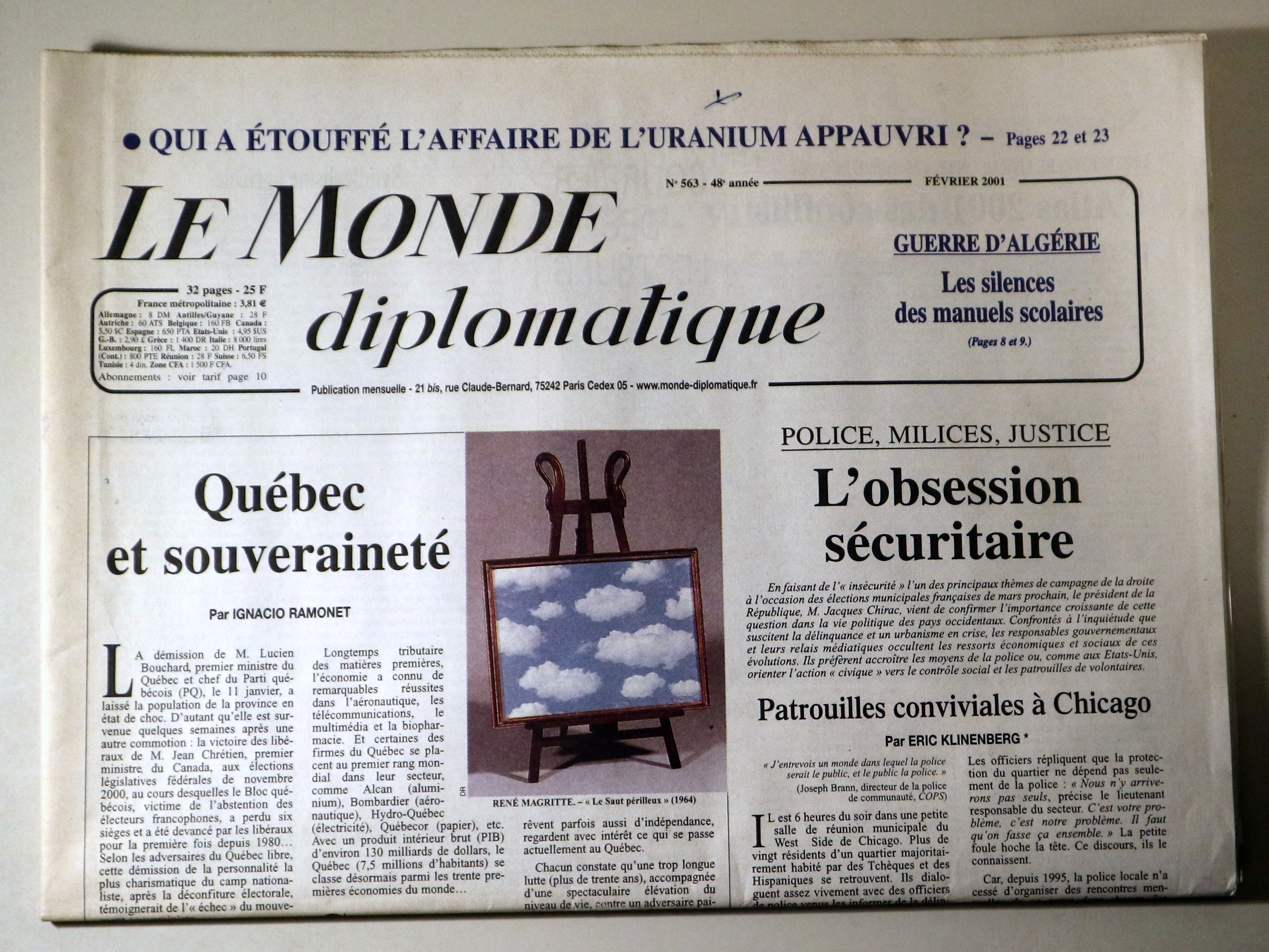 LE MONDE diplomatique Nº 563 - Paris 2001 - Ilustrado