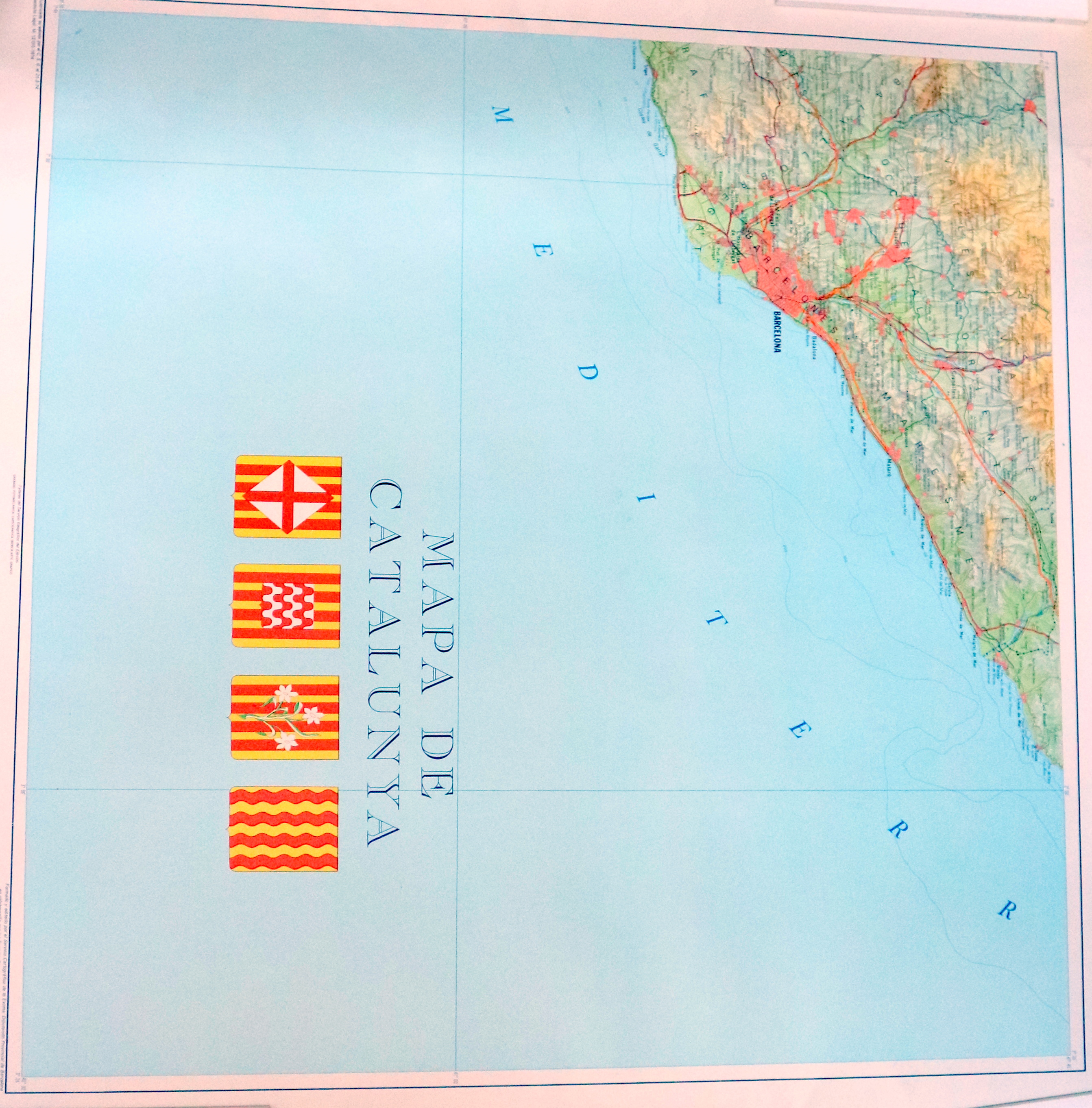 MAPA DEL LITORAL DE CATALUNYA: BAIX LLOBREGAT, BARCELONÈS I MARESME - Madrid 1974