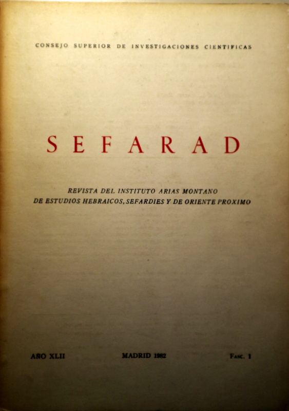 SEFARAD. Año XLII Fasc. 1 - Madrid 1982