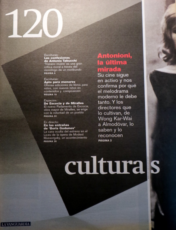 CULTURAS Nº 120: Antonioni, la última mirada - Barcelona 2004 - Ilustrado