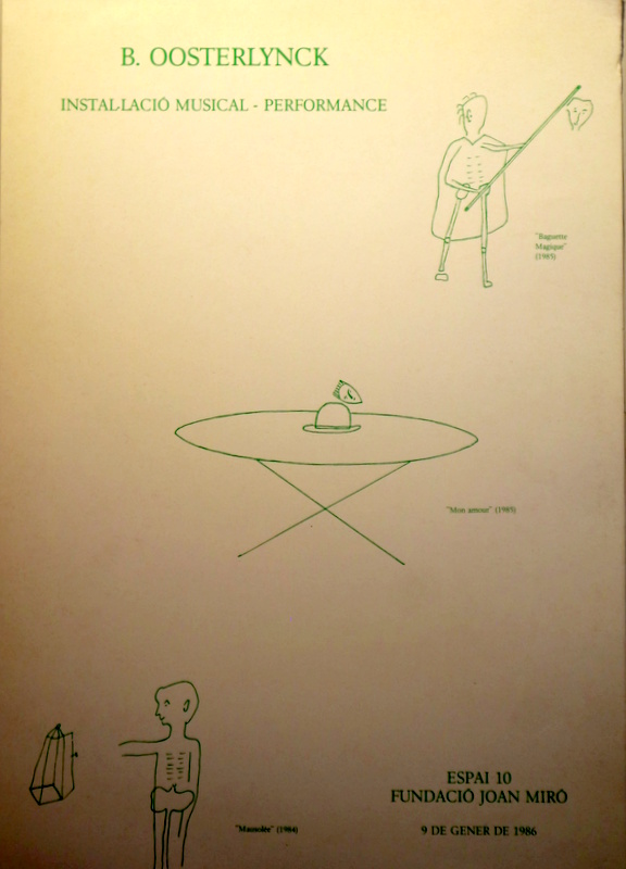 B. OOSTERLYNCK. Instal·lació musical - Performance - Barcelona 1986 - Cartell