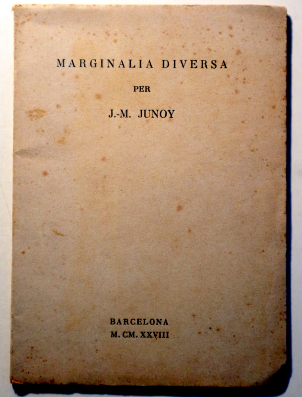 MARGINÀLIA DIVERSA - Barcelona 1928 - 1ª edició - Dedicat