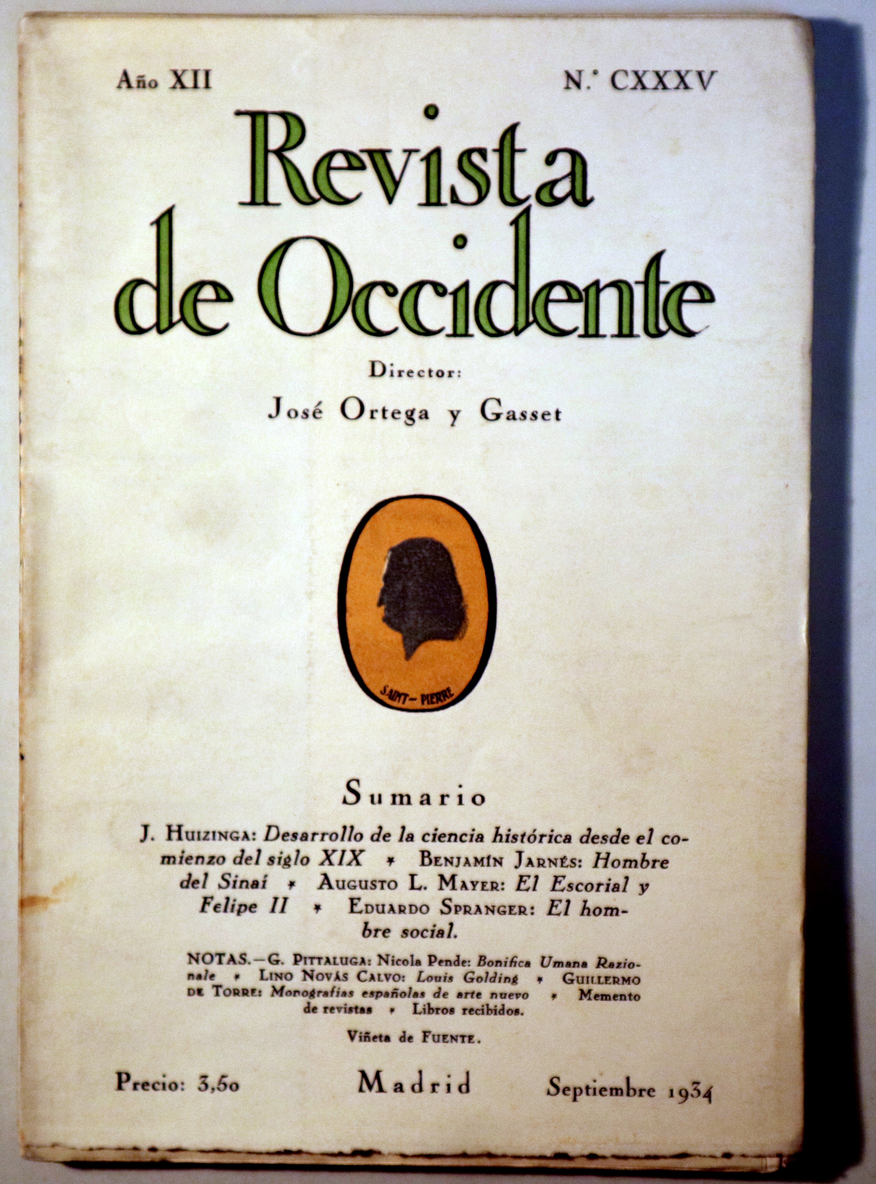 REVISTA DE OCCIDENTE Nº CXXXV ( 135 ). Septiembre 1934
