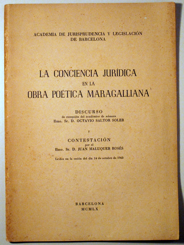 LA CONCIENCIA JURÍDICA EN LA OBRA POÉTICA MARAGALLIANA. - 1960