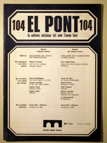 EL PONT. Núm 104 - Barcelona